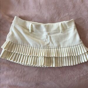 Cream Pleated Mini Skirt